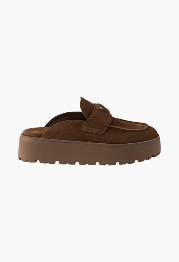 Cocoa Brown - Suede Flatform Mules