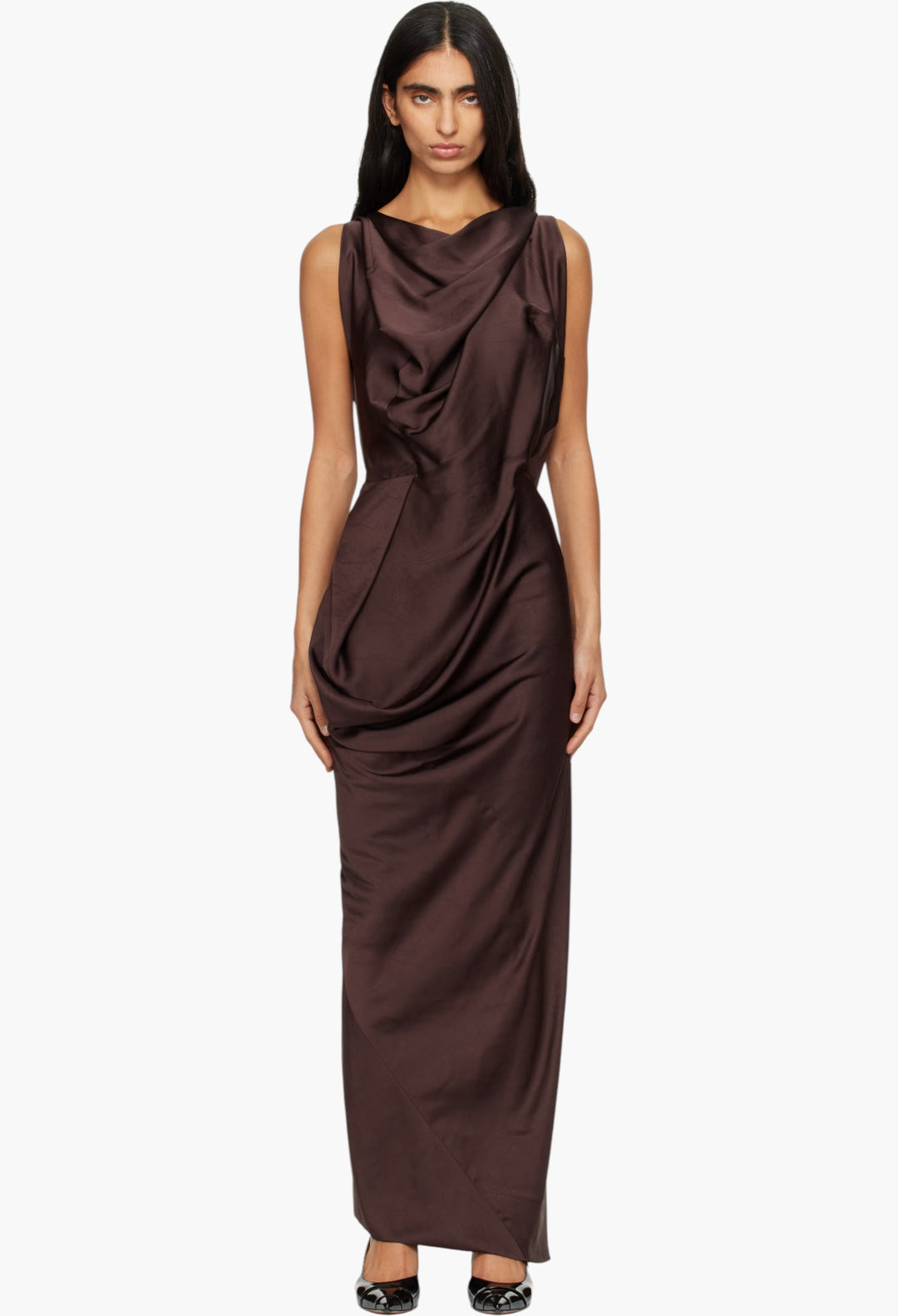 Brown Fond Maxi Dress Elegant Flowy Maxi for Timeless Style GLAM MODA Brown Fond Maxi Dress Elegant Flowy Maxi for Timeless Style GLAM MODA