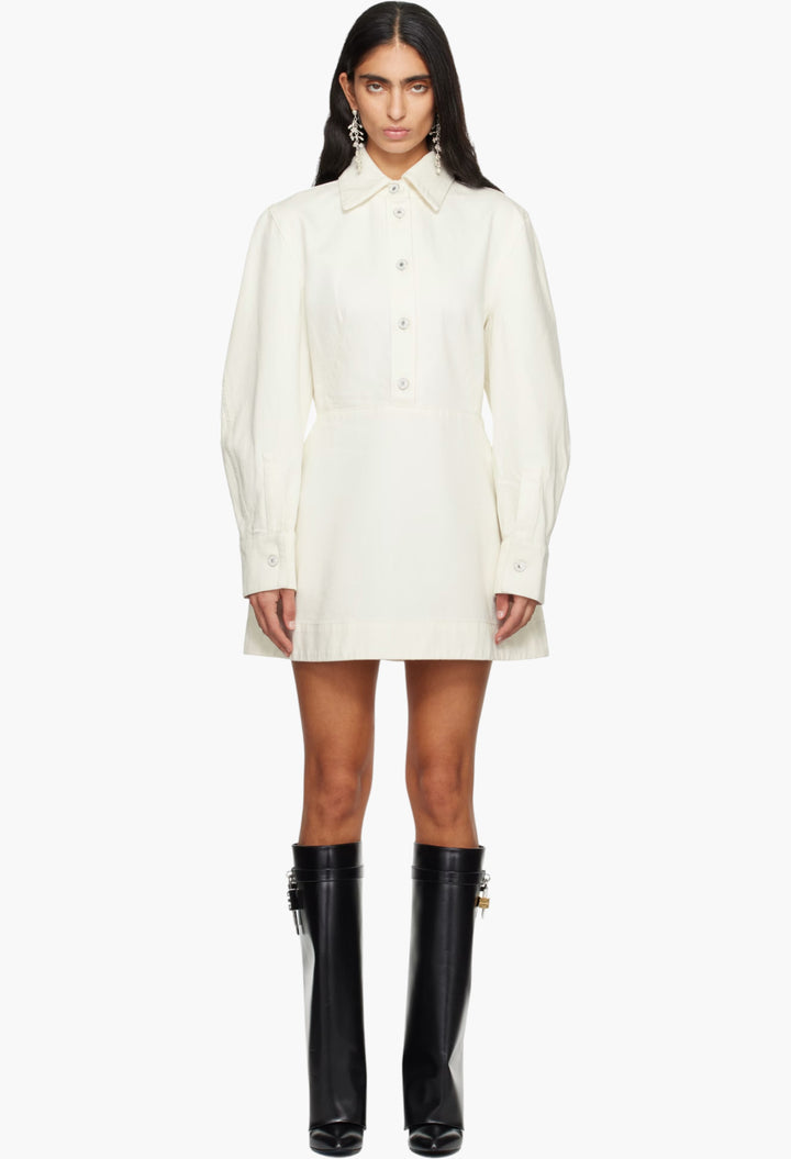 White Cocoon Denim Minidres - GLAM MODA