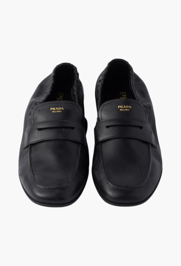 Black - Shuffle Antiqued Leather Loafers
