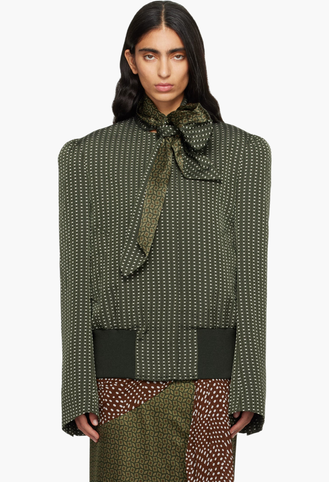 Khaki Jacquard Jacket - GLAM MODA