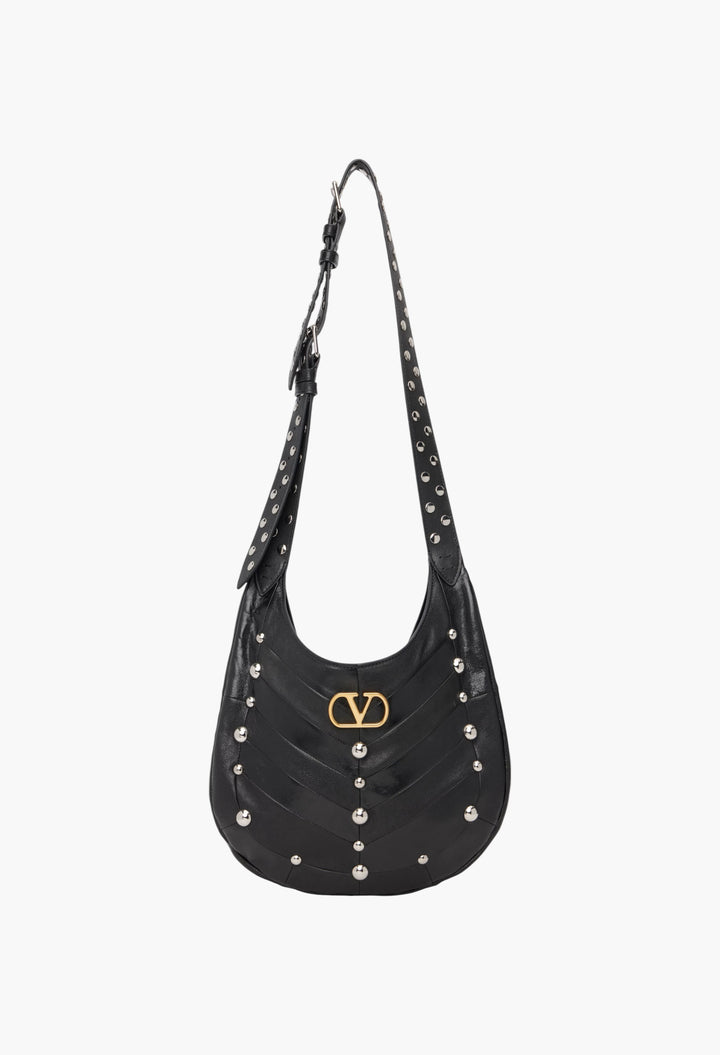 Black Boho Small Nappa Leather Tote - GLAM MODA
