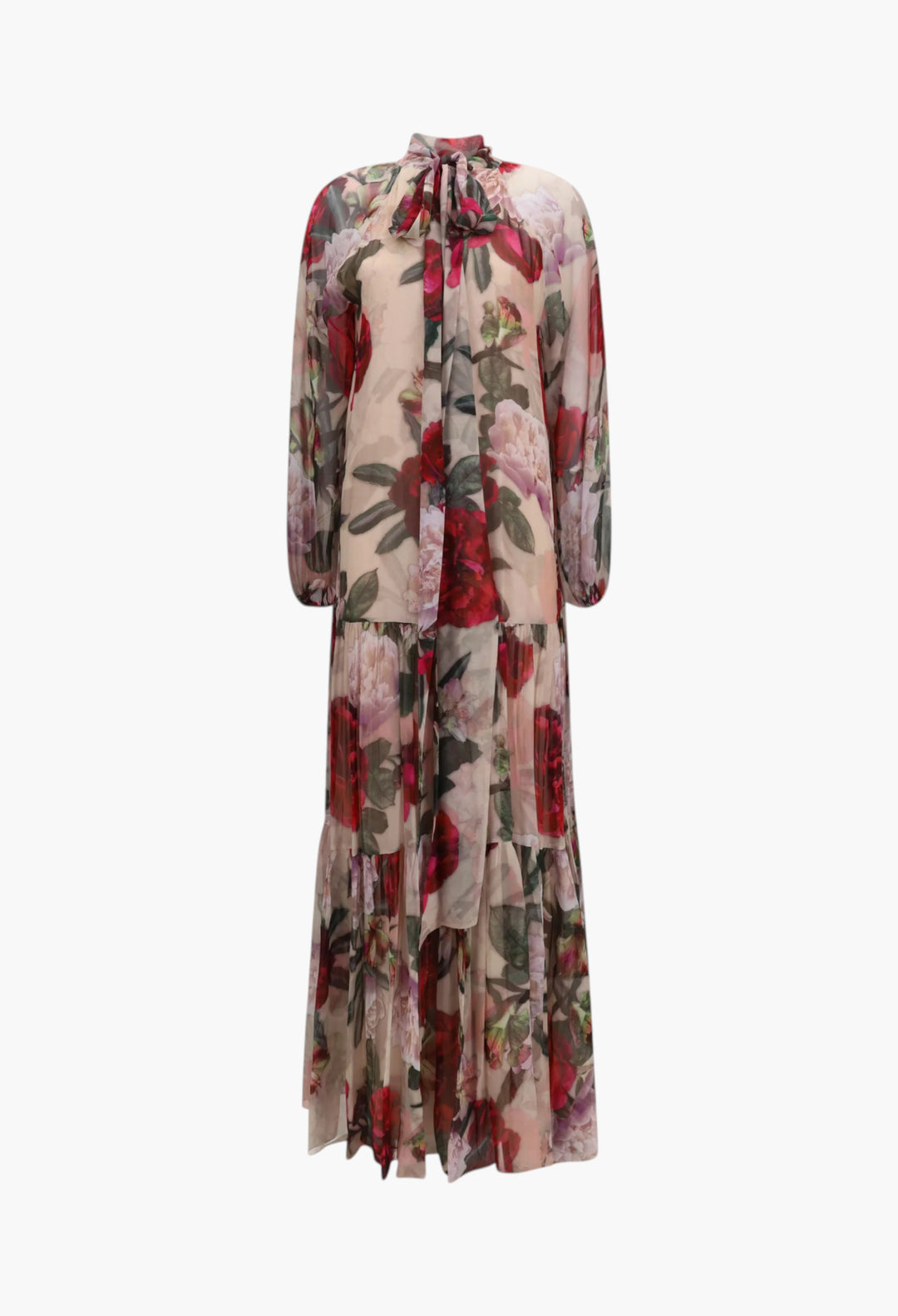 Long Silk Dress With Scarf Detail - GLAM MODA