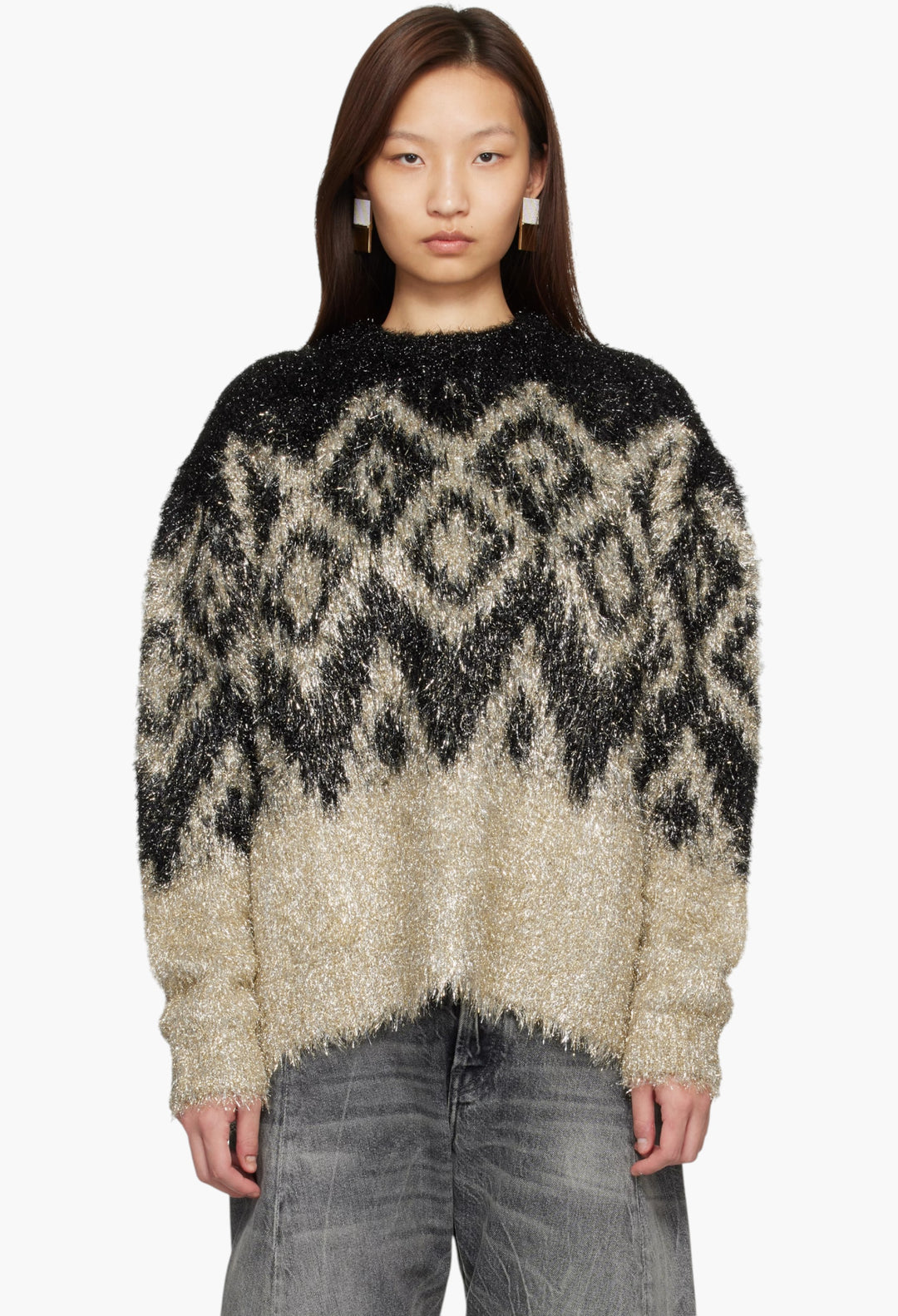 Black Metallic Knit Sweater - GLAM MODA