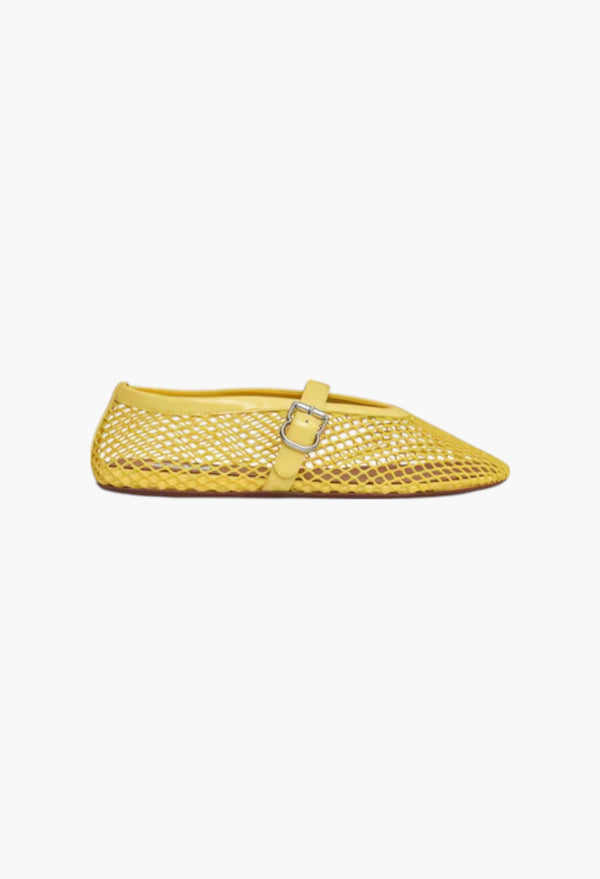 Lemon Yellow - Ballet Flats In Fishnet