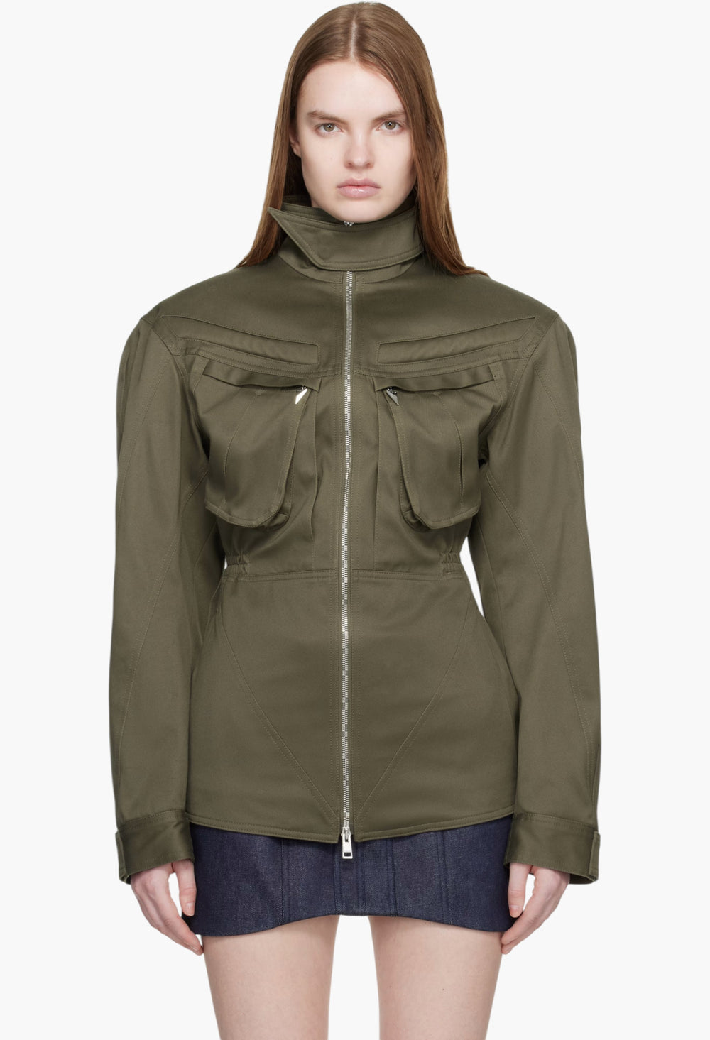 Khaki Tailored Cotton Jacket - GLAM MODA