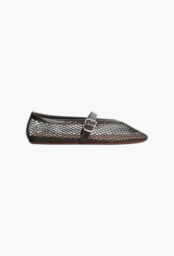 Khaki - Ballet Flats In Fishnet