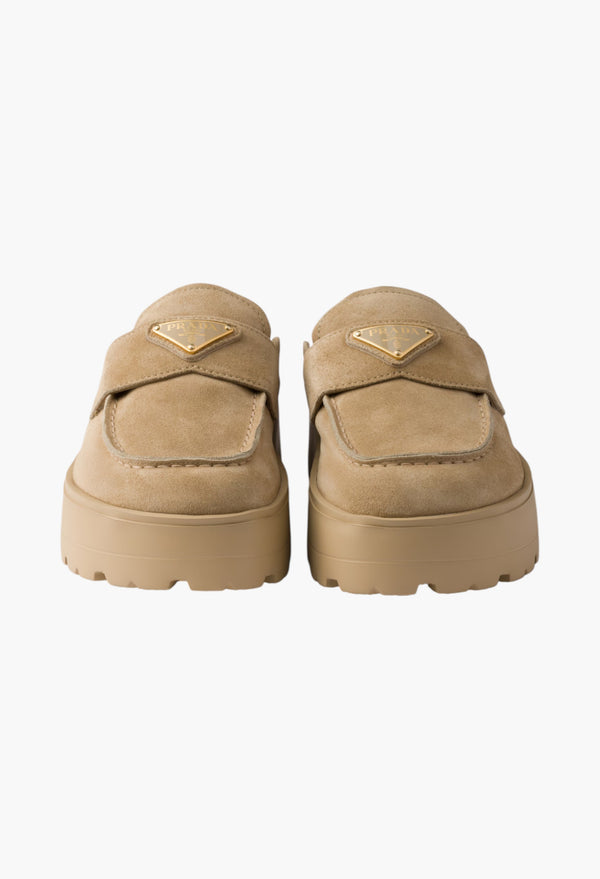 Ecru - Suede Flatform Mules