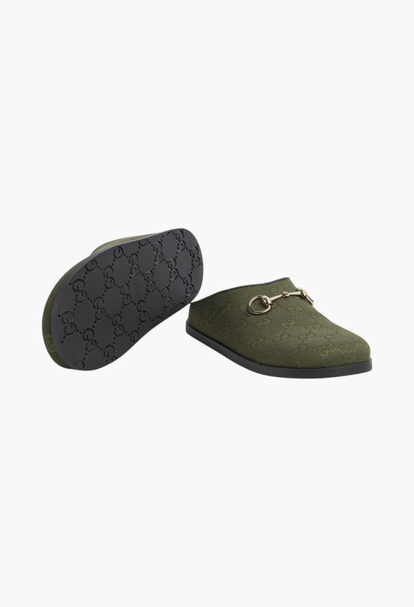 Dark Green GG Canvas - Women's Mule With Horsebit
