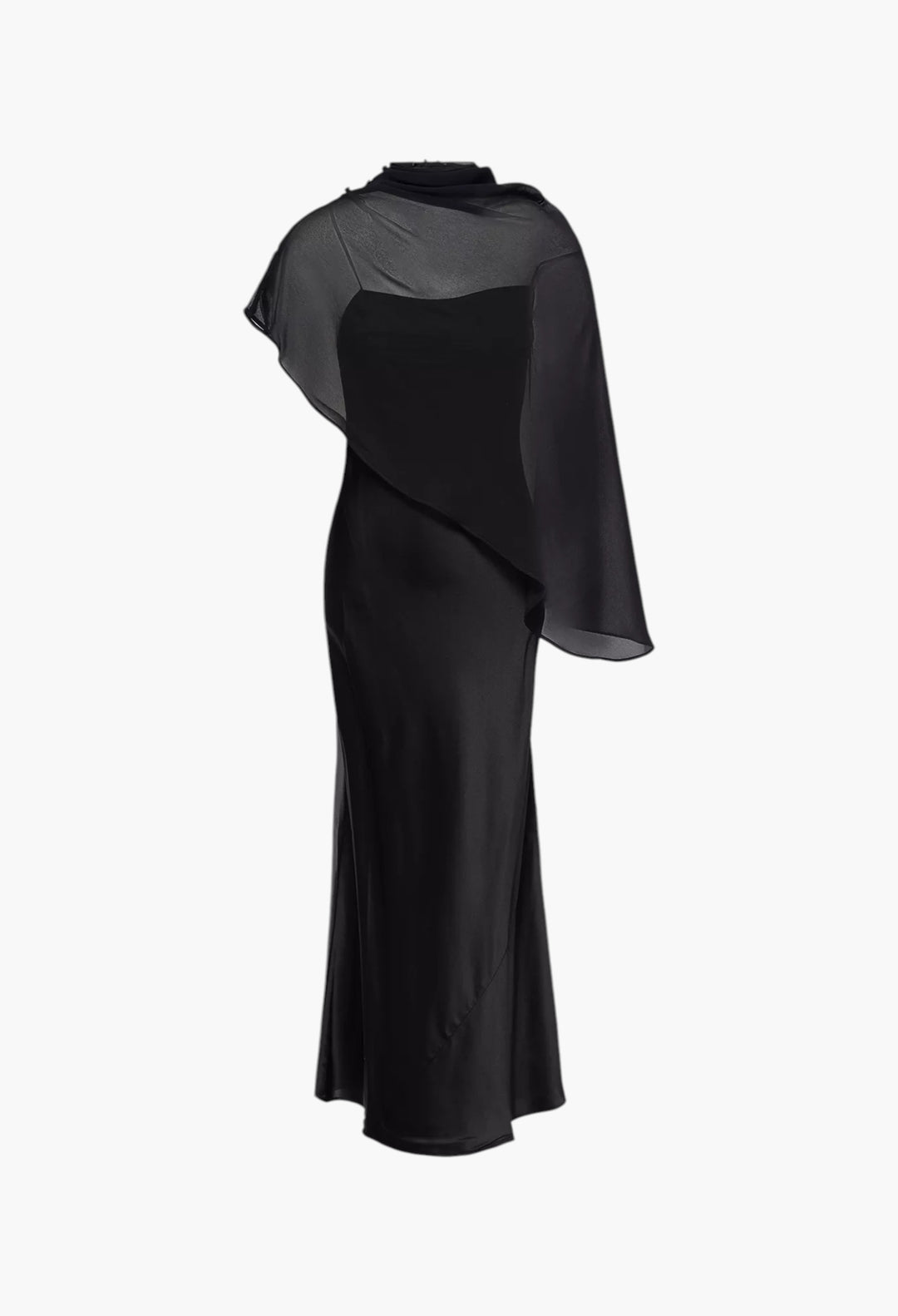 Lilibeth Sheer-Cape Silk Midi Dress - GLAM MODA