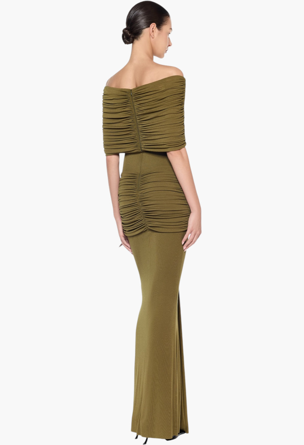 chats by c.dam green dress CHATS BY C.DAM Suriya Ruched Dress | Green