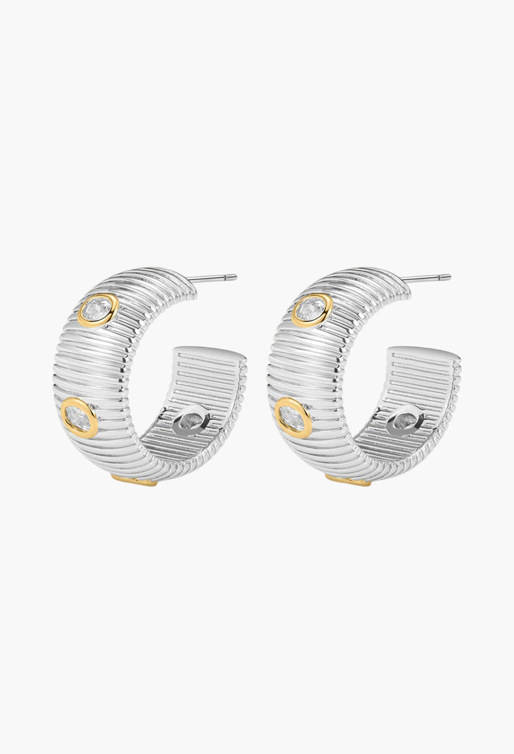 The Pave Georgia Ridged Hoops - Gold - GLAM MODA