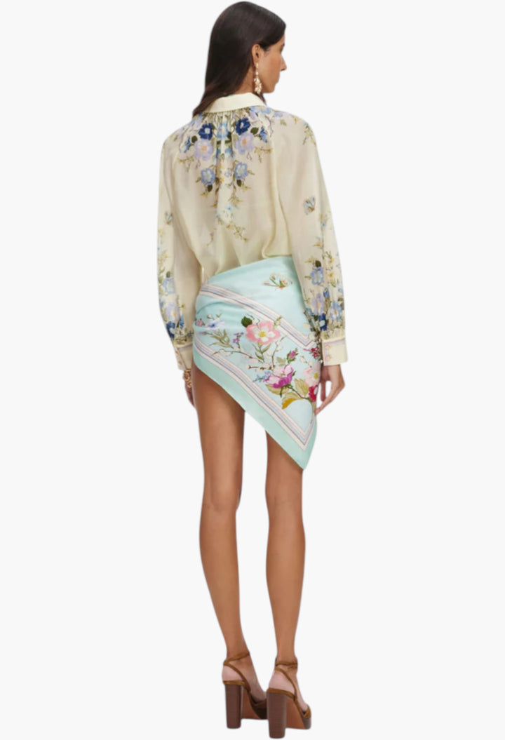 Yellow Floral Organza Blouse - GLAM MODA