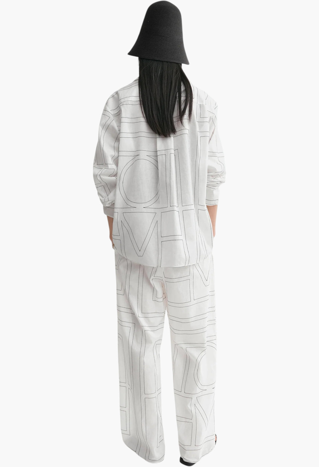 Monogram Cotton-Blend Pj Top White/Black
