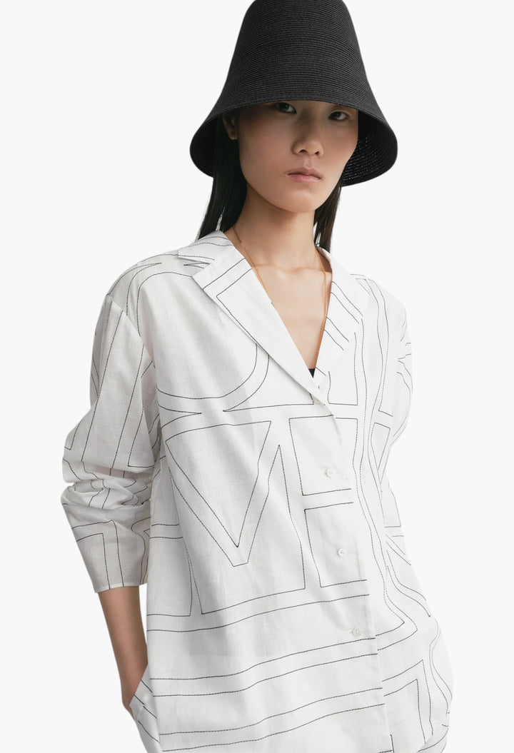 Monogram Cotton-Blend Pj Top White/Black