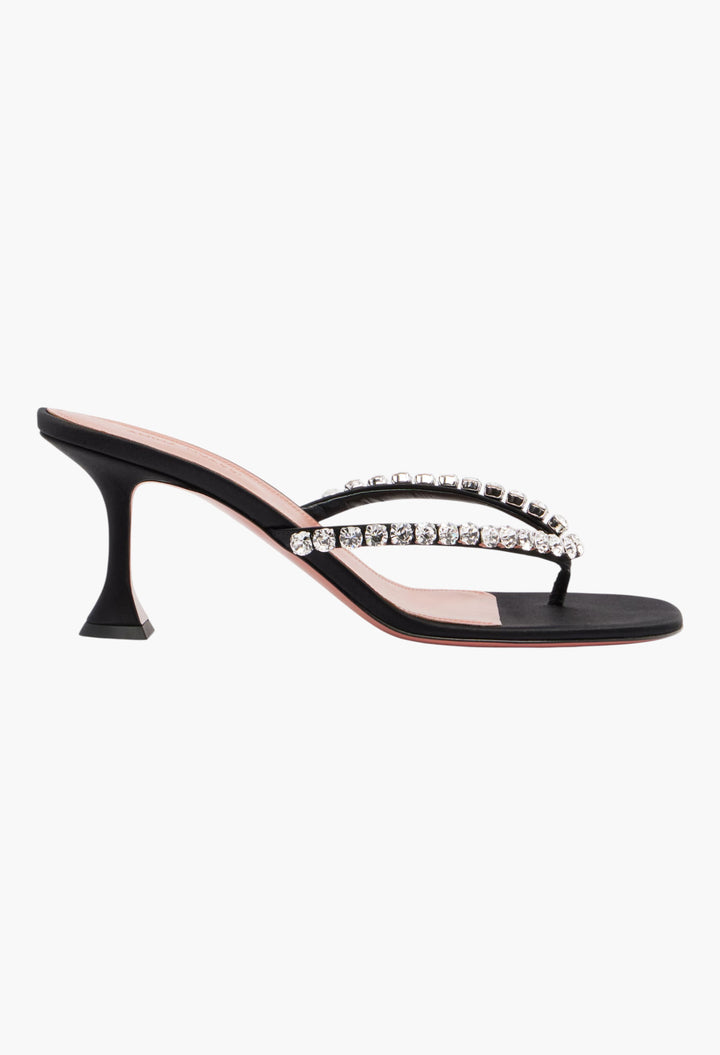 Gigi Embellished Satin Thong Sandals