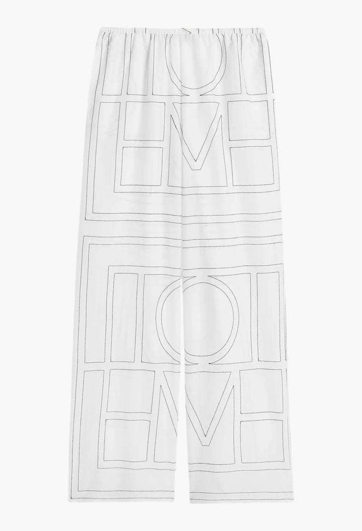 Monogram Cotton-Blend Pj Bottoms White/Black