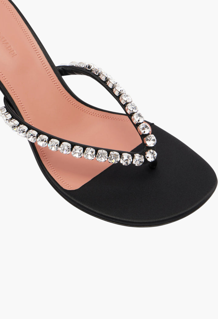 Gigi Embellished Satin Thong Sandals
