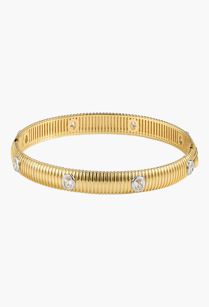 The Georgia Ridged Bangle - Gold - GLAM MODA