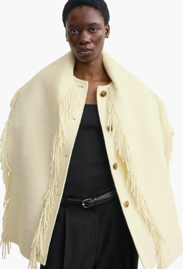 Fringed Scarf Jacket Winter White