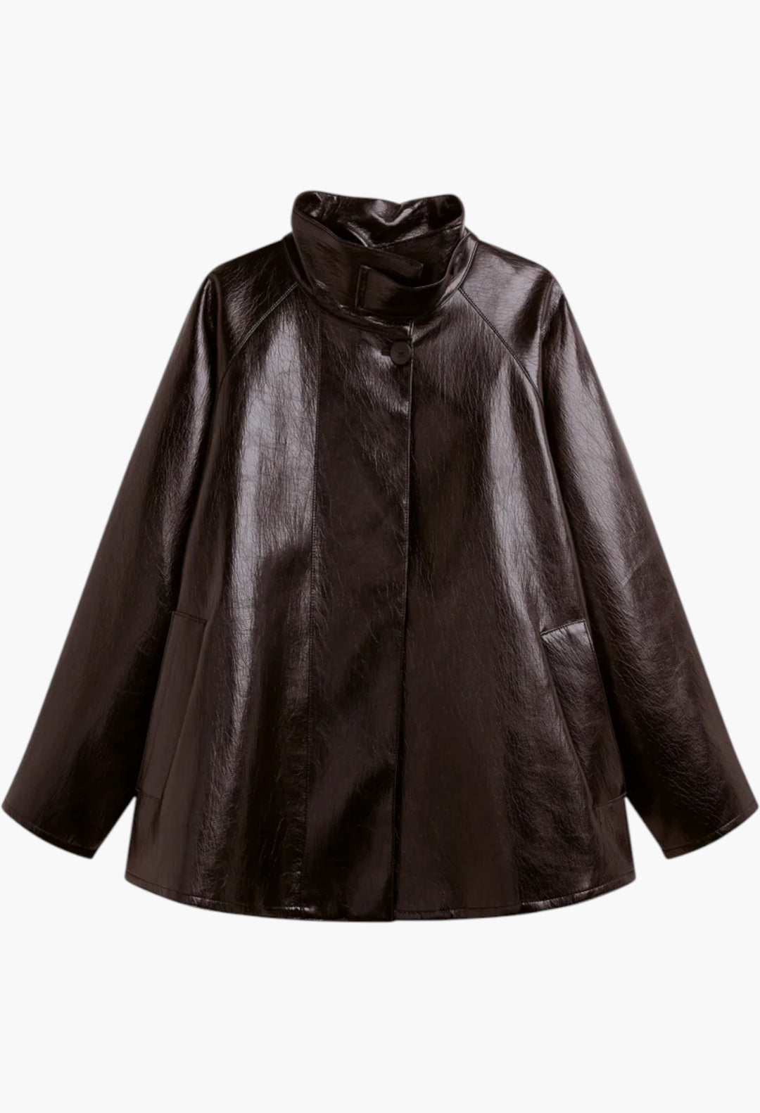 Dalaro Faux Leather Swing Jacket - Burgundy - GLAM MODA