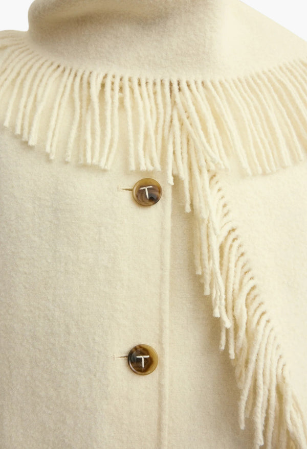 Fringed Scarf Jacket Winter White