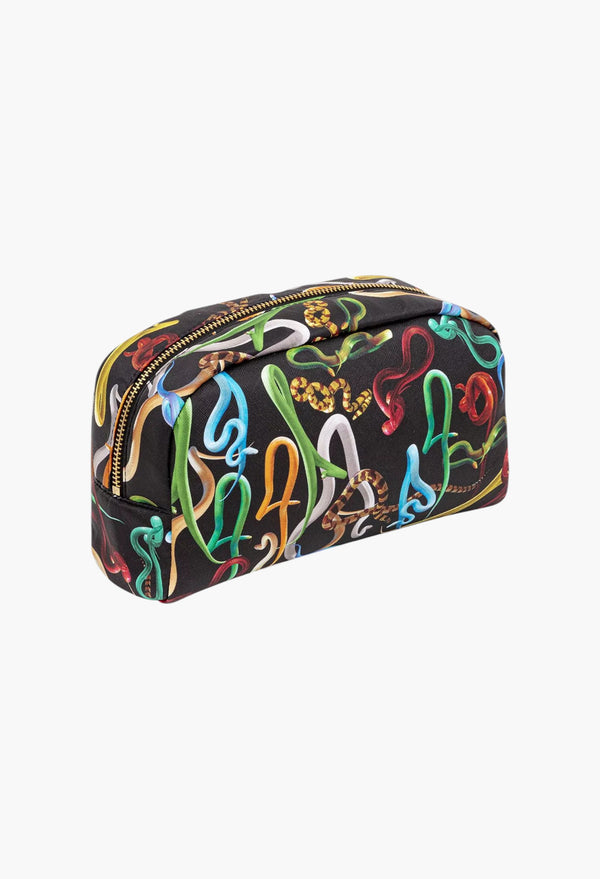 Seletti Wears Toiletpaper Sh*T Snake-Print Faux-Leather Beauty Case
