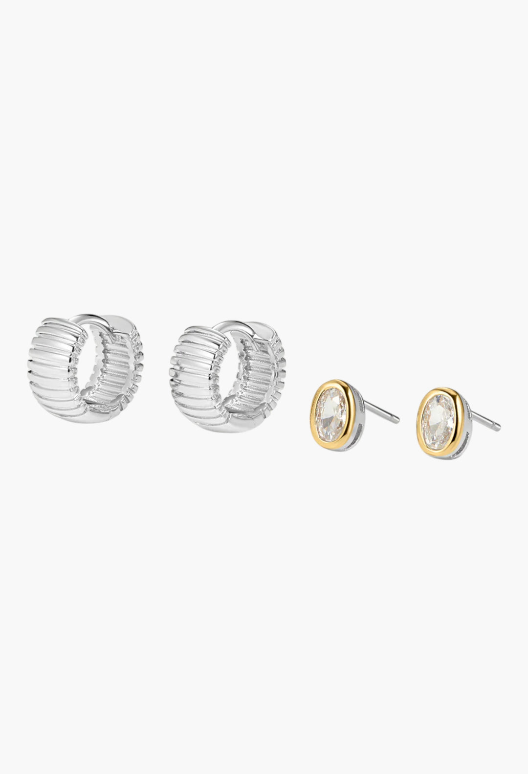The Georgia Stone Earring Set - Silver - GLAM MODA