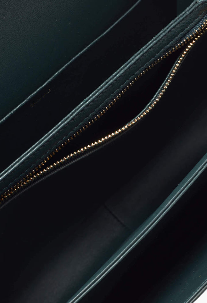 Celine Triomphe Large Green Shiny Leather Shoulder Bag - GLAM MODA