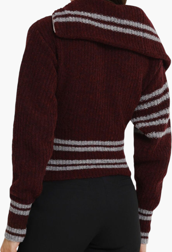 Wool Blend Jacquard Cardigan