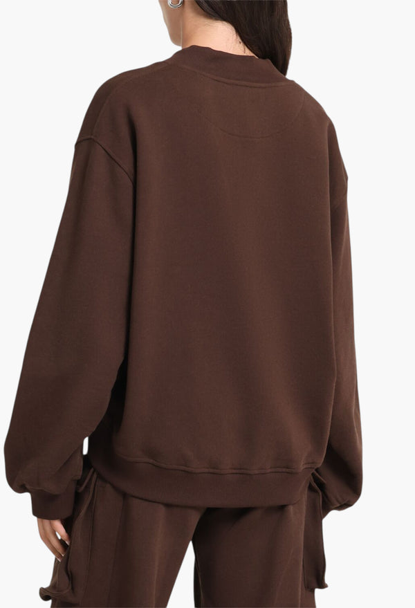 Double Cotton Jersey V-Neck Sweatshirt
