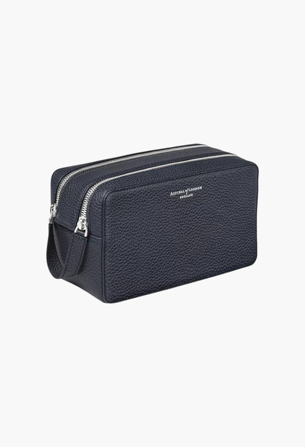 Mount Street Double Zip Leather Wash Bag
