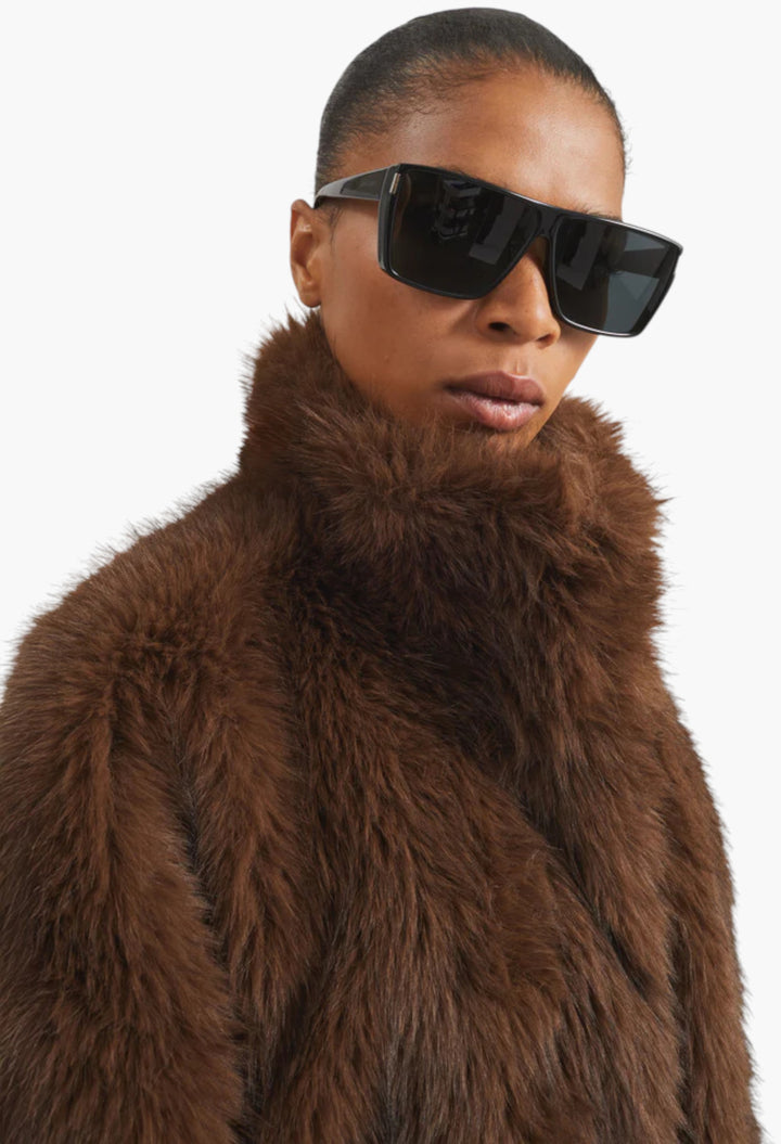 Ravello Faux Fur Robe Coat - Brown - GLAM MODA