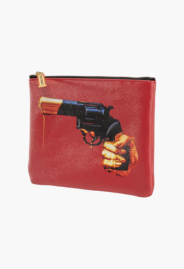Seletti Wears TOILETPAPER Revolver Faux-Leather Cosmetics Bag 21cm X 15cm