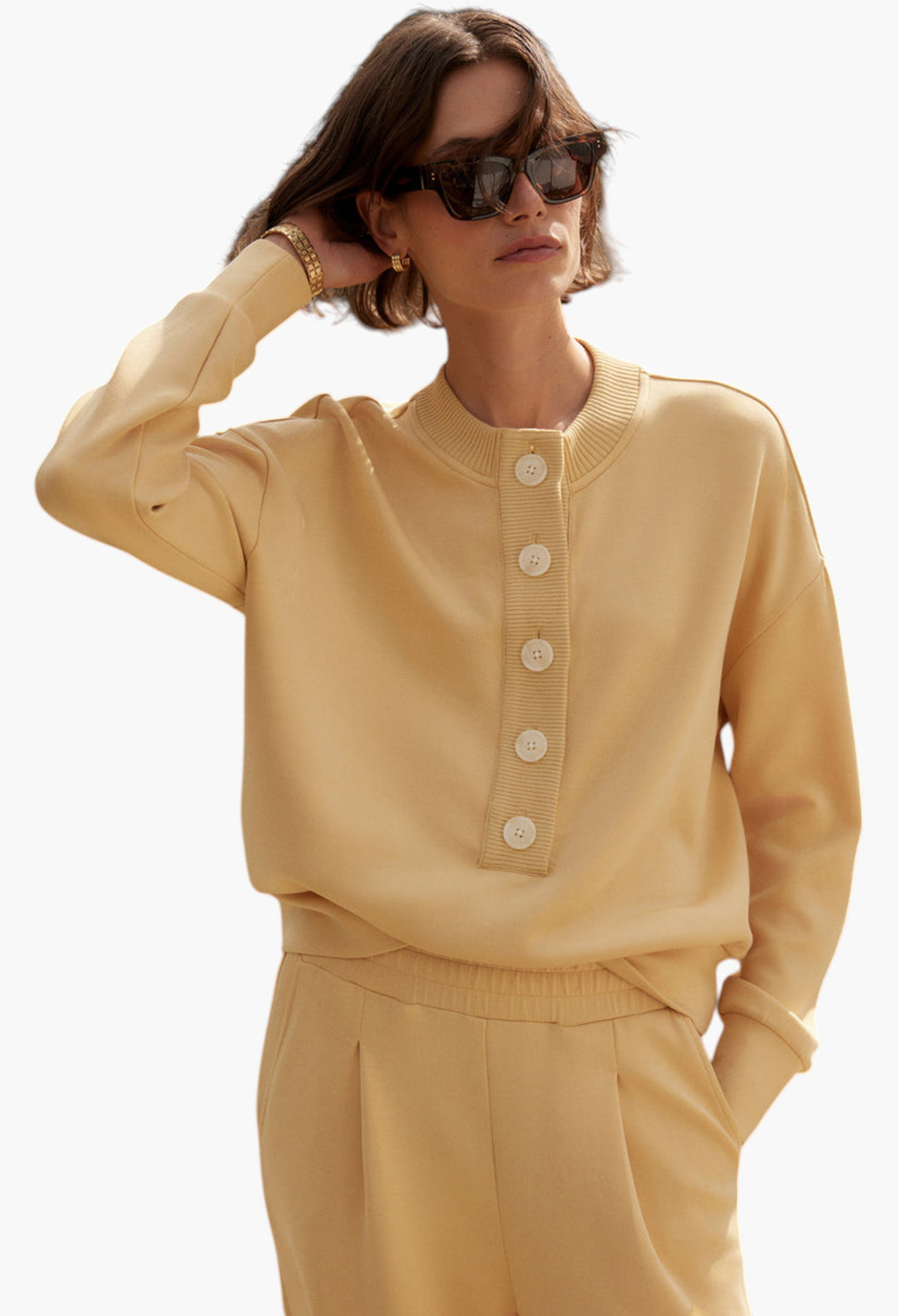 Reena Button Front Sweat - GLAM MODA