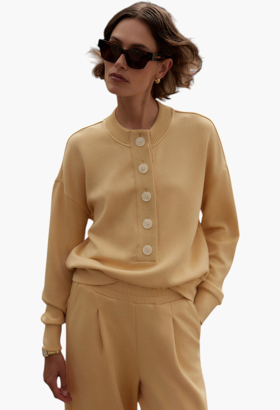 Reena Button Front Sweat - GLAM MODA