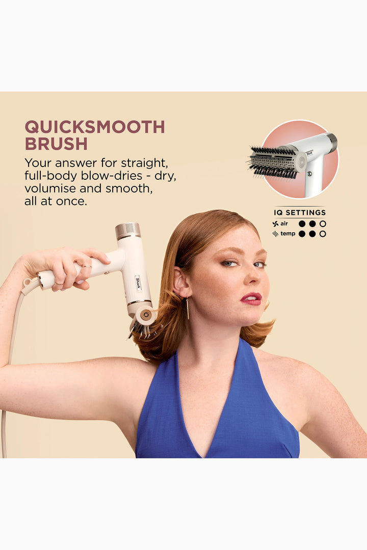 Shark SpeedStyle RapidGloss Finisher, High-Velocity Hair Dryer and 5 Styling Attachments, White, HD352ME - GLAM MODA