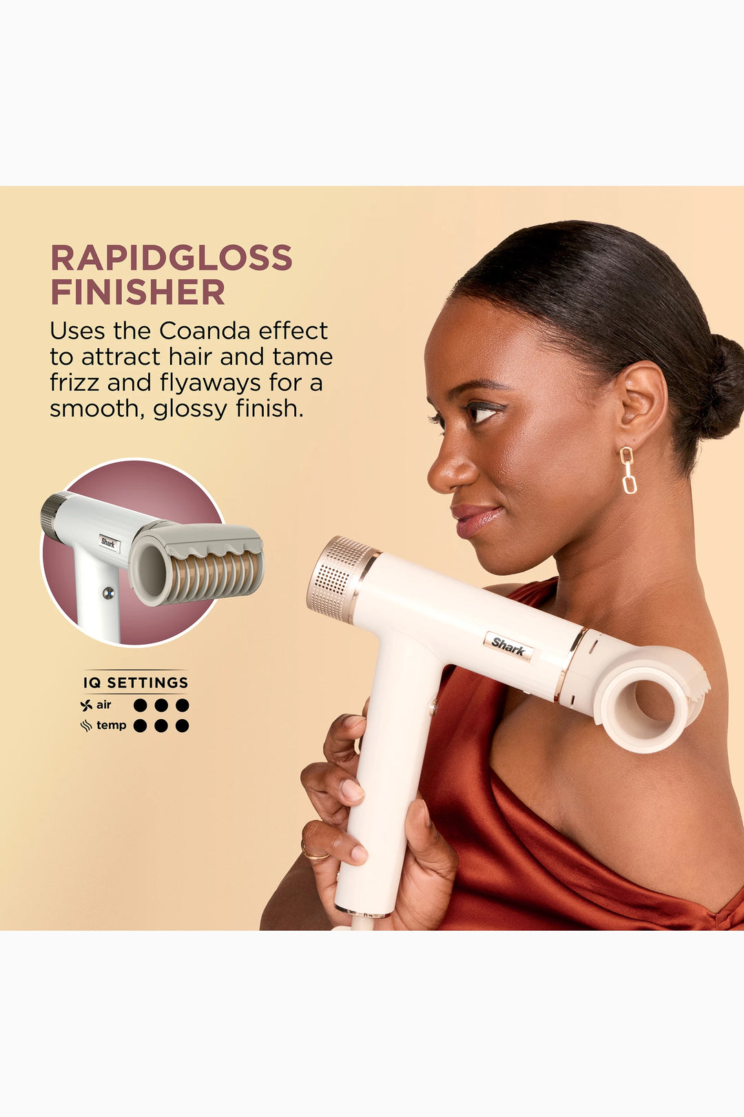 Shark SpeedStyle RapidGloss Finisher, High-Velocity Hair Dryer and 5 Styling Attachments, White, HD352ME - GLAM MODA