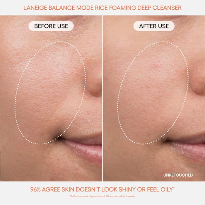 Balance Mode Rice Foaming Gel Cleanser with Glycolic Acid to Control Shine & Unclog Pores - GLAM MODA