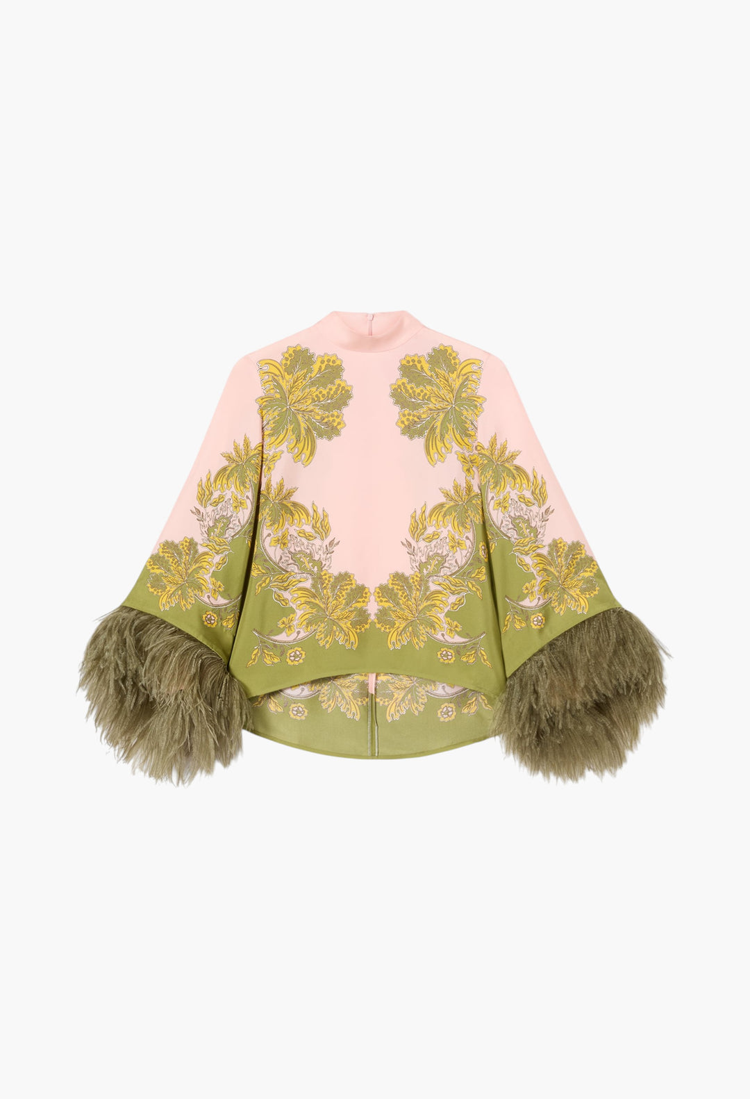 Make An Exit Top - Swathe Placée Pink in Silk Twill With Feathers - GLAM MODA