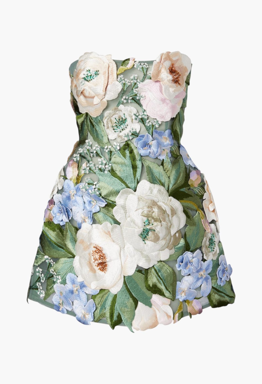 Roselle Floral-Appliqué Minidress - GLAM MODA