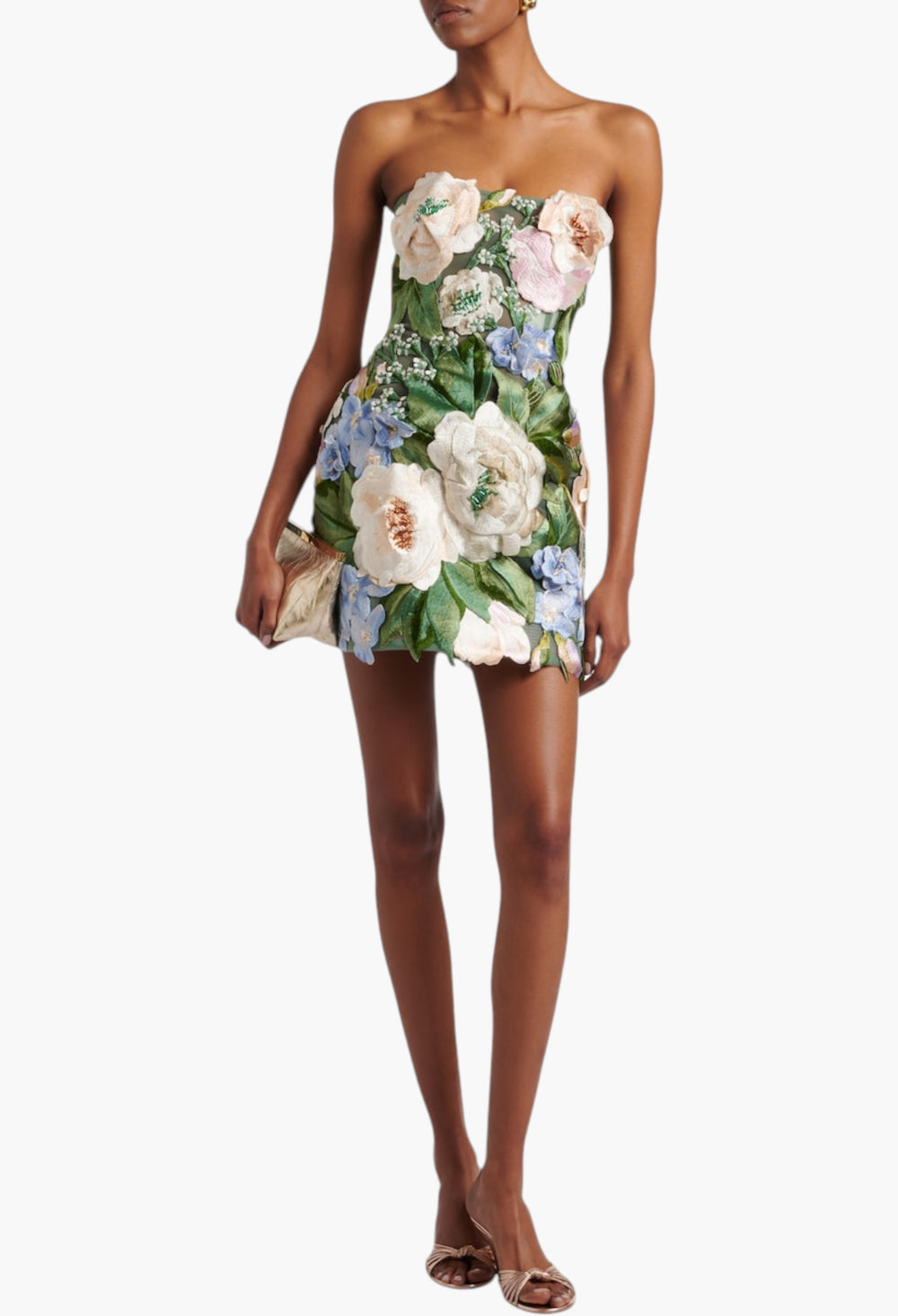 Roselle Floral-Appliqué Minidress - GLAM MODA