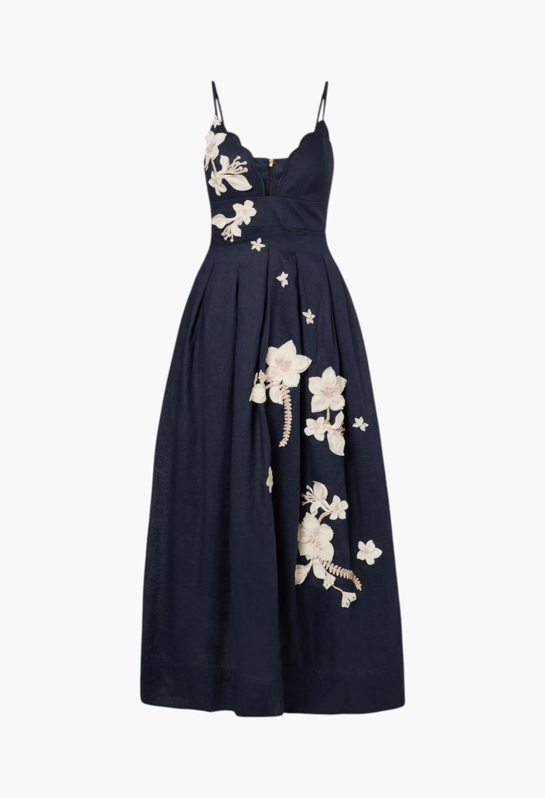 Sula Floral-Appliqué Linen Maxi Dress - GLAM MODA