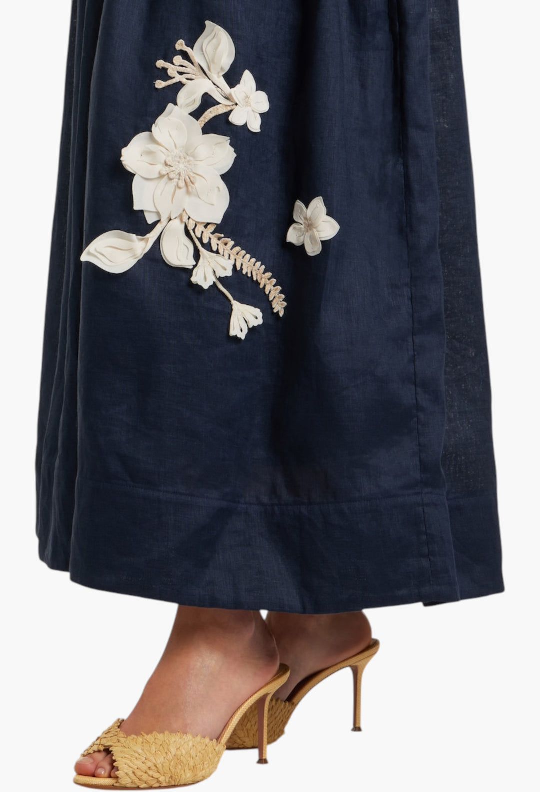 Sula Floral-Appliqué Linen Maxi Dress - GLAM MODA