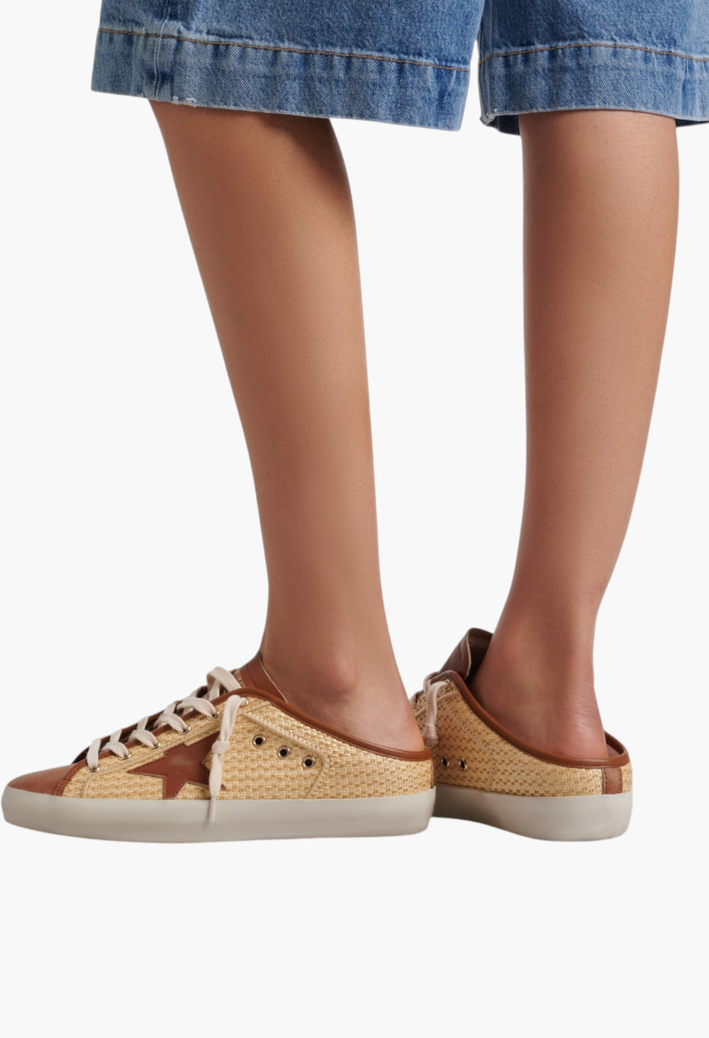 Super-Star Raffia And Leather Mules - GLAM MODA