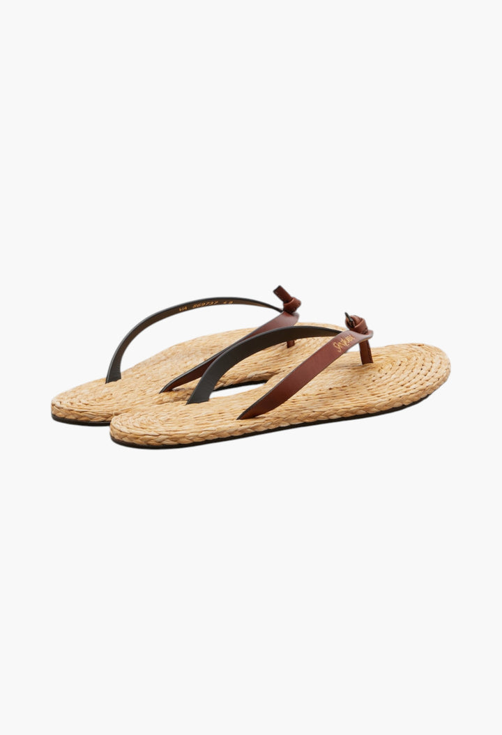 Pool Leather-Trimmed Thong Sandals - GLAM MODA