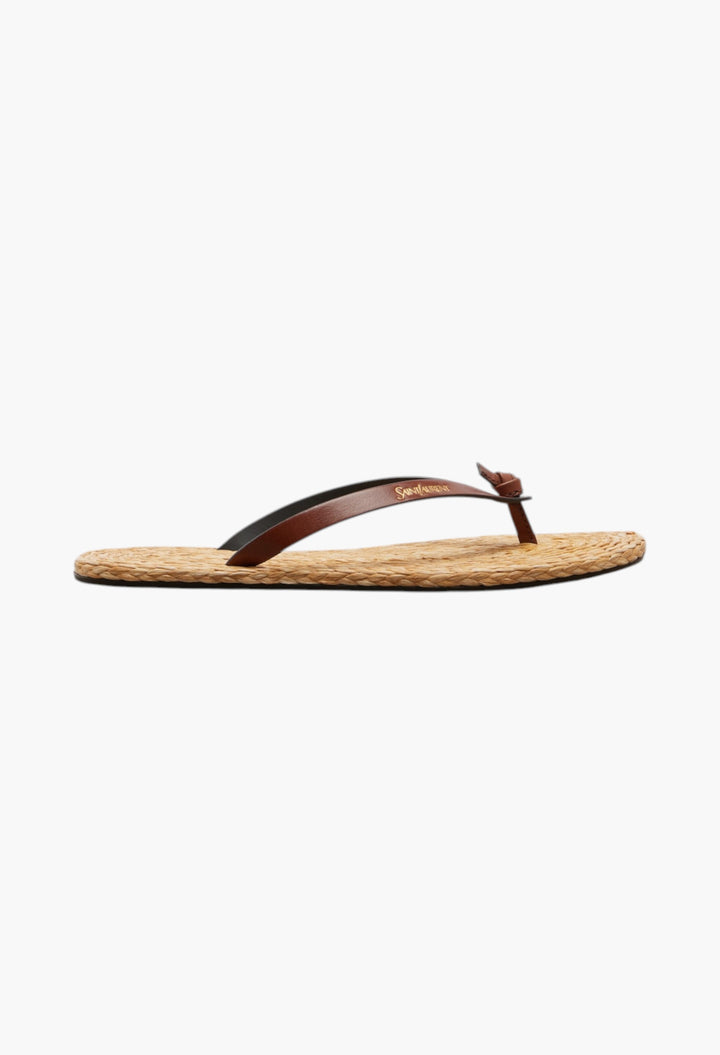 Pool Leather-Trimmed Thong Sandals - GLAM MODA