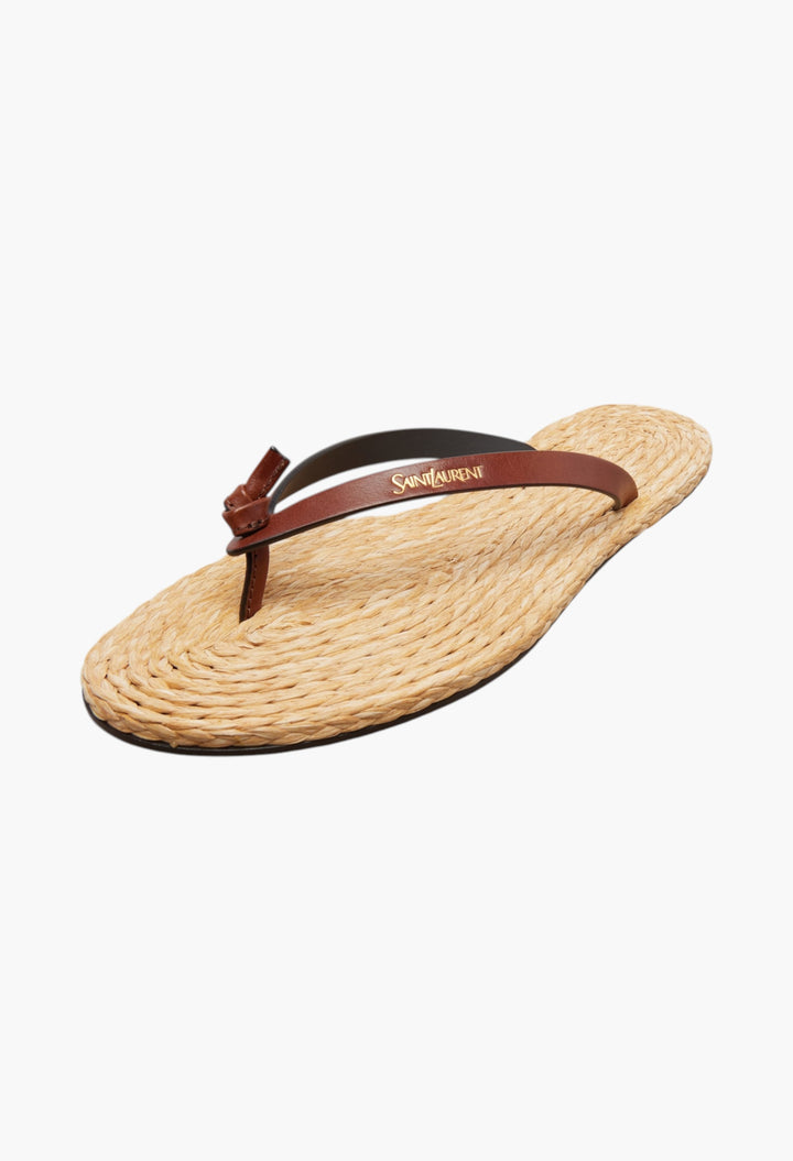 Pool Leather-Trimmed Thong Sandals - GLAM MODA