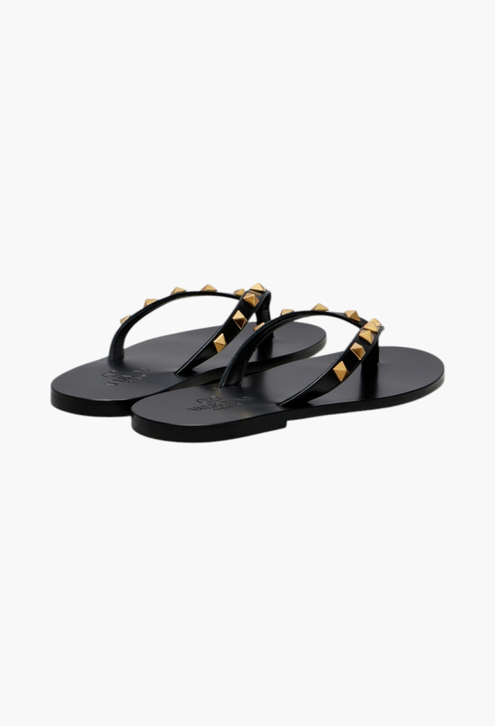 Rockstud Leather Thong Sandals - GLAM MODA