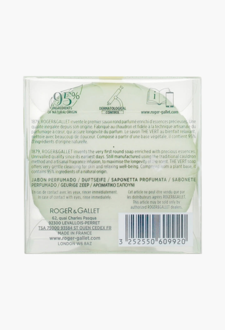 The Vert Savon Voyage Luxurious Bar Soap With Green Tea And Citrus, 100g - Smooth Finish, Travel-friendly